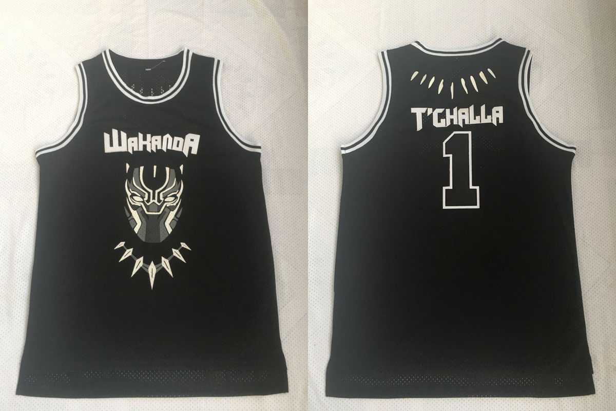 Black Panther 1 T'Challa Black Movie Basketball Jersey,We sell and wholesale Black Panther 1 T'Challa Black Movie Basketball Jersey on line form chian!